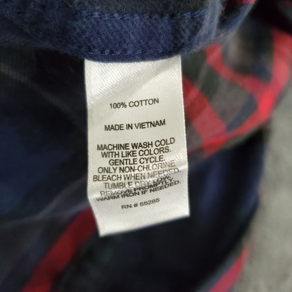 Express mens flannel button down shirt. Long sleeve, size M, blue, gray, red - Picture 5 of 8